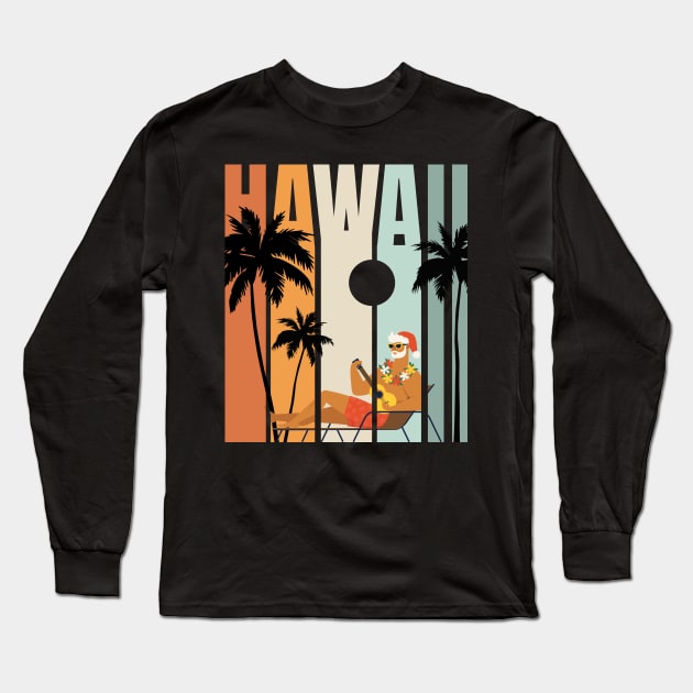 Christmas in July Santa Hawaiian Summer Surf Hawaii Long Sleeve T-Shirt by Ramadangonim